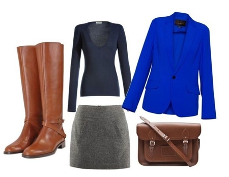 что носить с серой юбкой