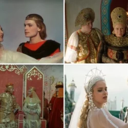 Голубкина, Моряк и Прилучный в гриме. Актеры двух версий сказки о Салтане