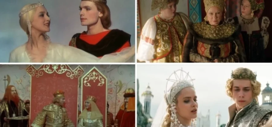 Голубкина, Моряк и Прилучный в гриме. Актеры двух версий сказки о Салтане